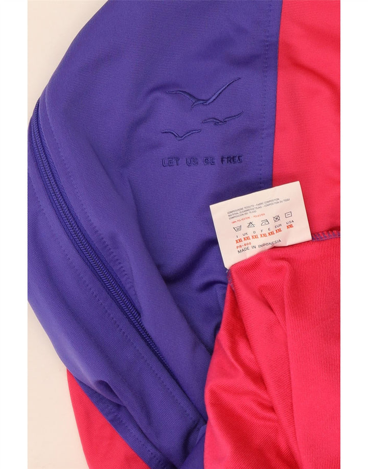 Vintage męska kurtka dresowa 2XL czerwony poliester z blokami kolorów