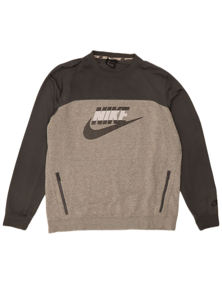 Męska bluza Nike z grafiką, duża, szara, bawełniana z blokami kolorów