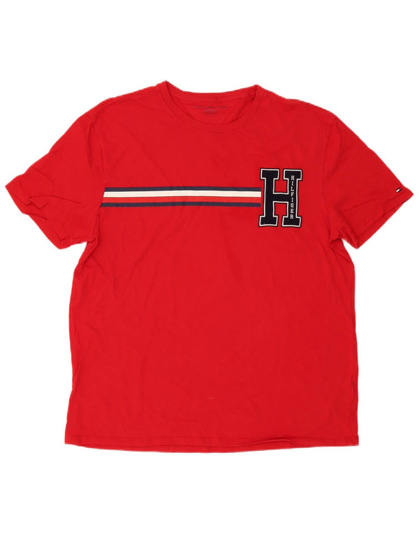 Męska koszulka z grafiką Tommy Hilfiger Top XL, czerwona, bawełniana