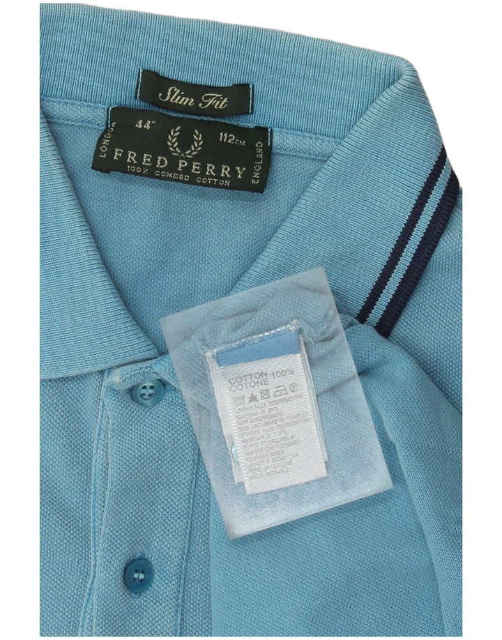 Męska koszulka polo Fred Perry Slim Fit, średnia niebieska, bawełniana