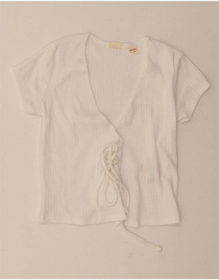 Damska bluzka koszulowa Levi's Crop Wrap UK 4 XS Biała bawełna