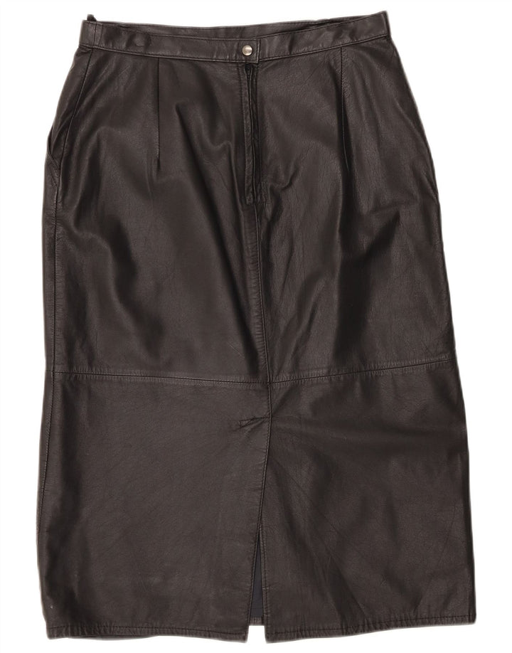 Vintage damska skórzana spódnica z wysokim stanem UK 16 duża W30 czarna