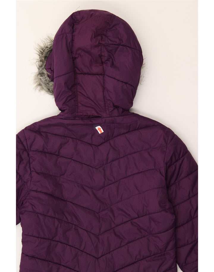 MOUNTAIN WAREHOUSE Girls Hooded Padded Jacket 7-8 Years Purple Polyester Vintage Mountain Warehouse and Second-Hand Mountain Warehouse from Messina Hembry 