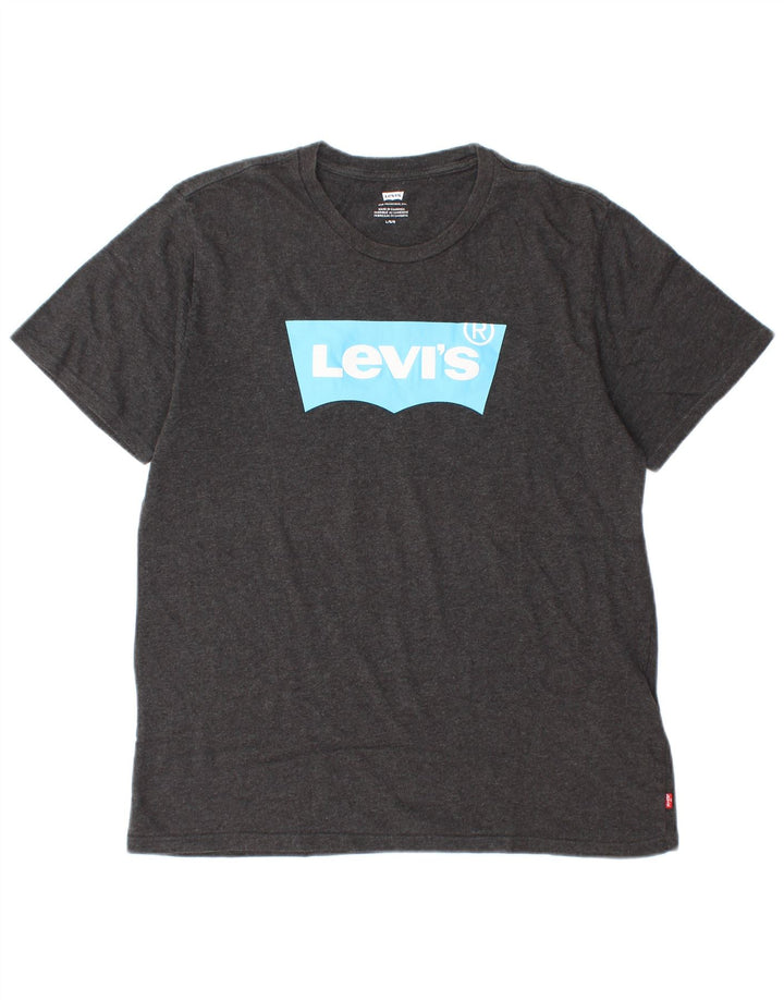Męski T-shirt z grafiką Levi's, duży, szary, bawełniany