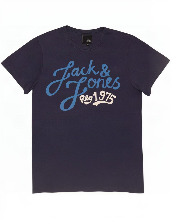 Męski T-shirt z grafiką Jack & Jones, mały, granatowy