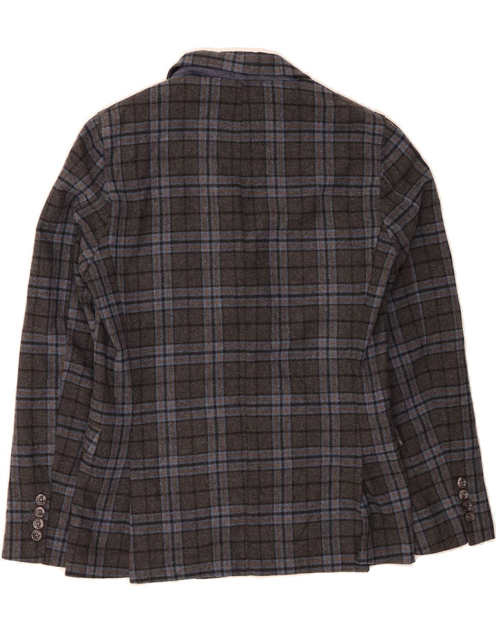 MULISH Mens Double Breasted Blazer Jacket IT 48 Medium Grey Check Vintage Mulish and Second-Hand Mulish from Messina Hembry 