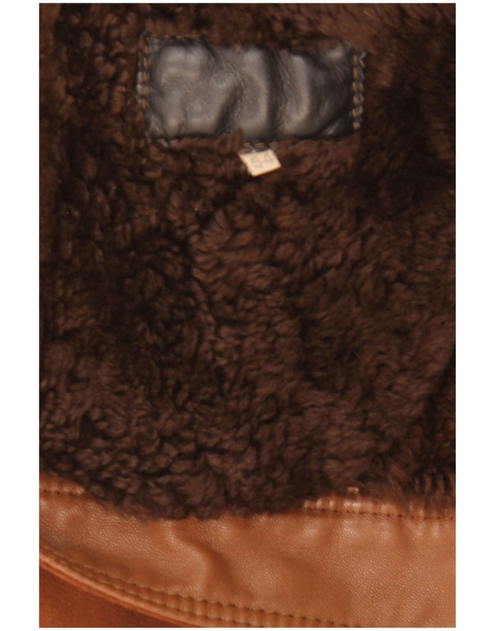 Vintage męska kurtka shearling IT 54 2XL brązowa