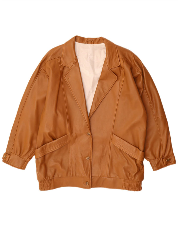 Vintage damska kurtka skórzana oversize EU 44 XL, brązowa skóra