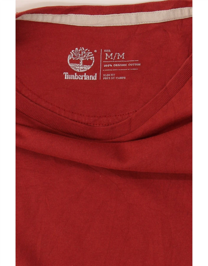 TIMBERLAND Mens Slim Fit T-Shirt Top Medium Red Cotton Vintage Timberland and Second-Hand Timberland from Messina Hembry 