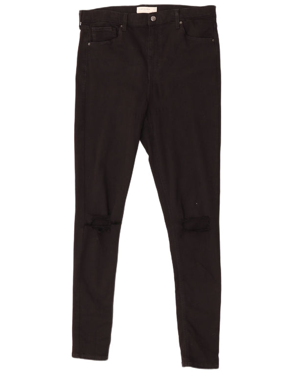 Topshop Womens Jamie Distressed Skinny Jeans  W34 L32 Black Polyester