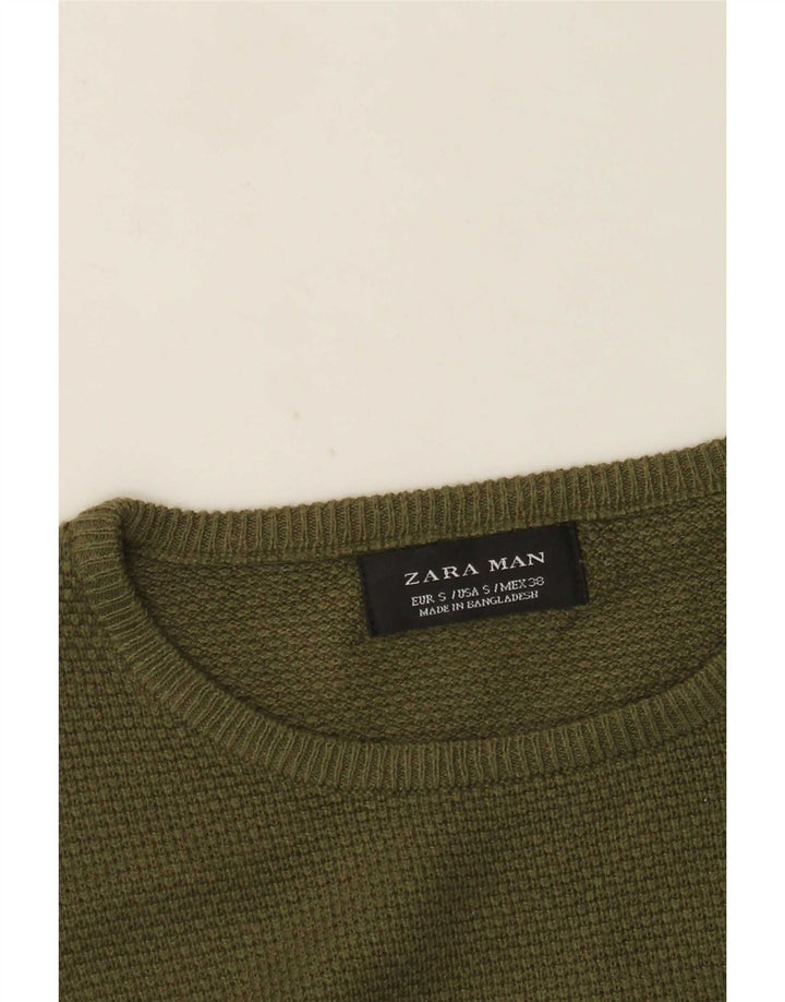 Męski sweter z okrągłym dekoltem Zara, mały khaki