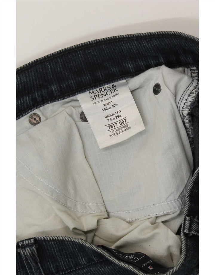 Marks & Spencer Męskie regularne proste dżinsy W40 L26 Niebieska bawełna