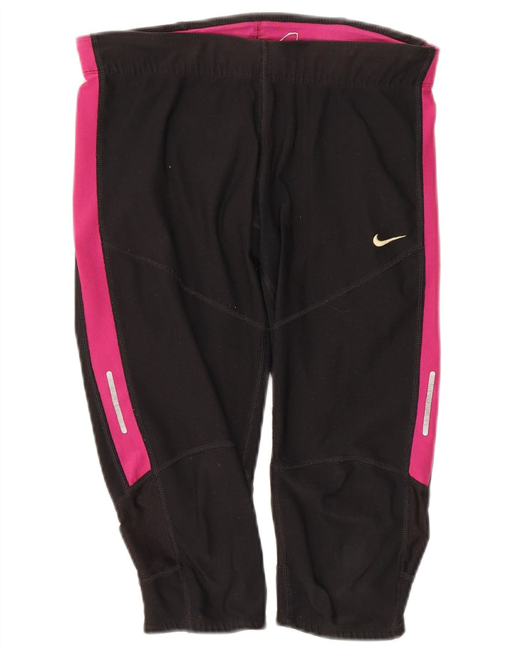 Damskie legginsy Nike Capri UK 8, mały, czarny, poliester z blokami kolorów