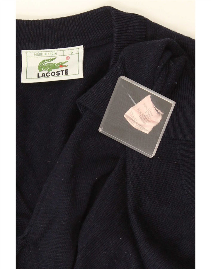 Lacoste Męski sweter z dekoltem w kształcie litery V, rozmiar 5, duży, granatowy, wełniany