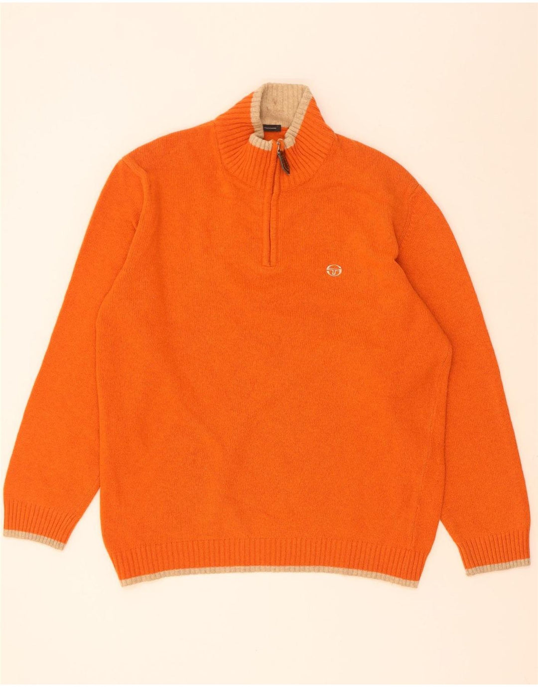 Męski sweter zapinany na zamek Sergio Tacchini XL, pomarańczowa wełna