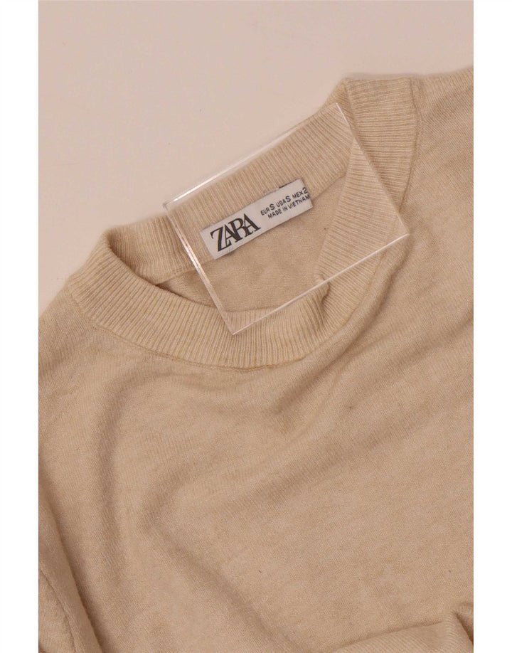Sweter damski Zara z okrągłym dekoltem UK 10, mały, w kolorze złamanej bieli