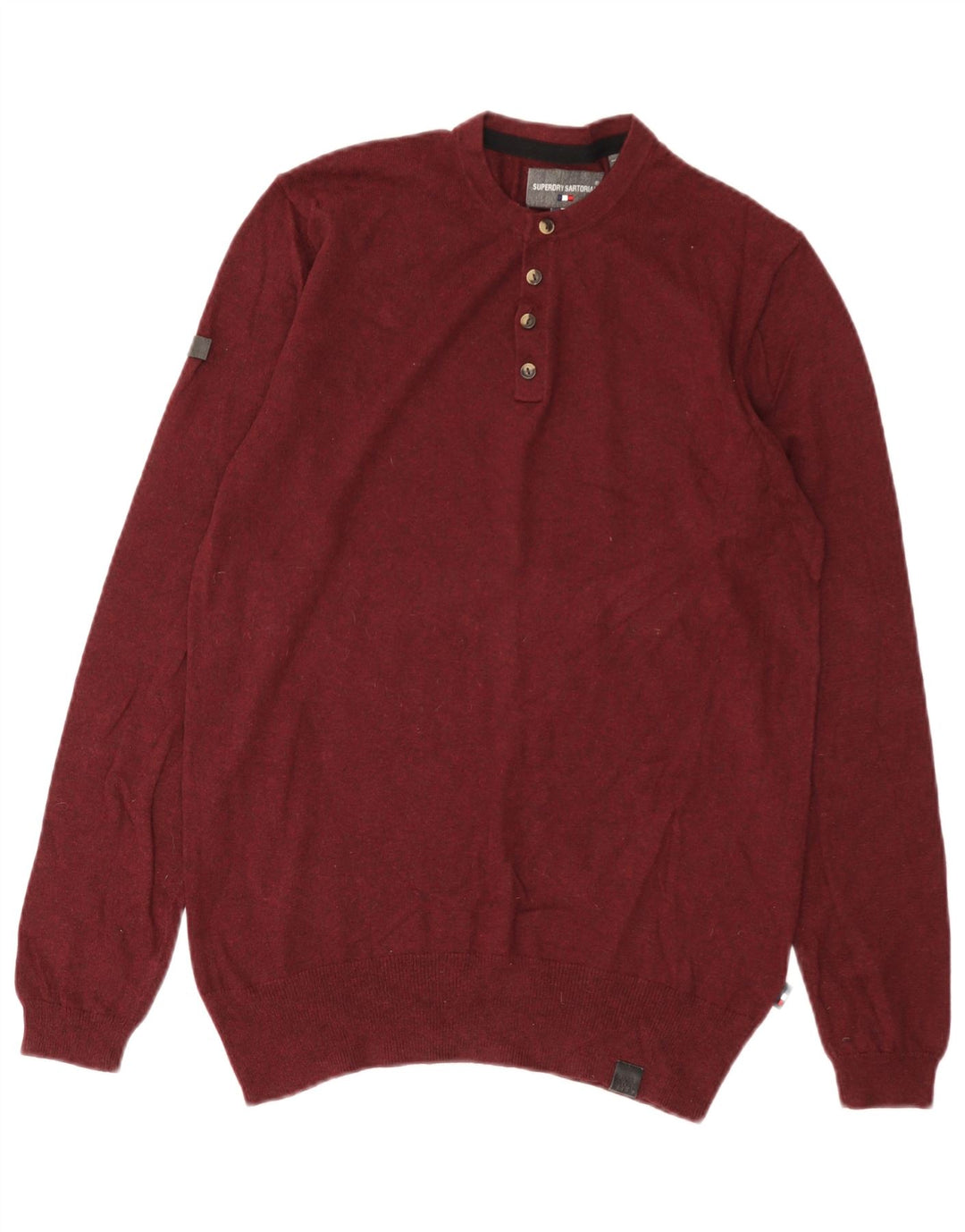 Męski sweter Superdry z okrągłym dekoltem, bawełna w kolorze średniego bordowego koloru