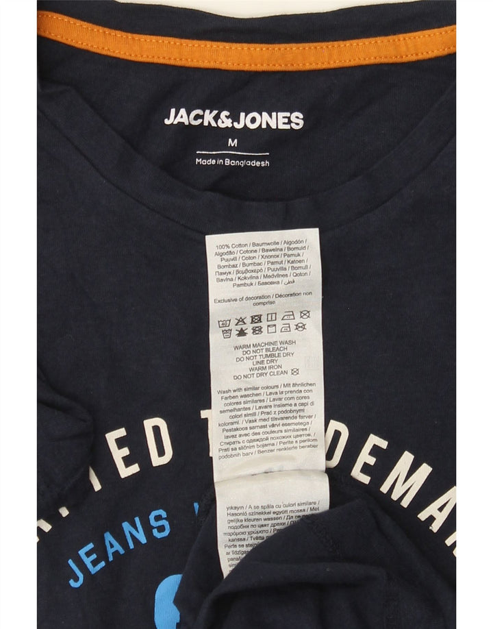 Męski T-shirt z grafiką Jack & Jones, średni, granatowy, bawełniany
