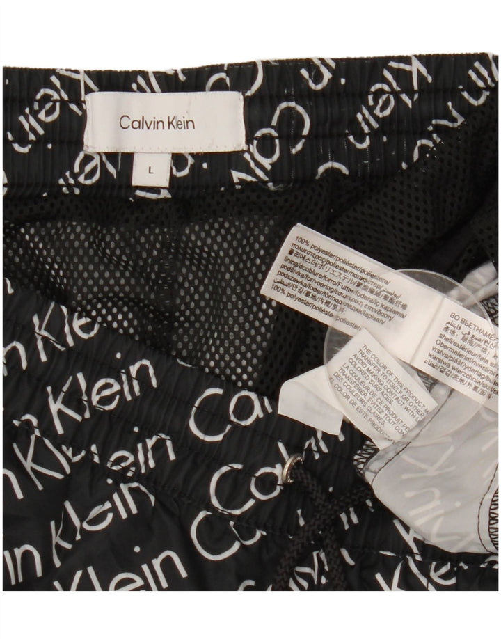 Męskie spodenki kąpielowe Calvin Klein z grafiką, duże, czarne, poliestrowe