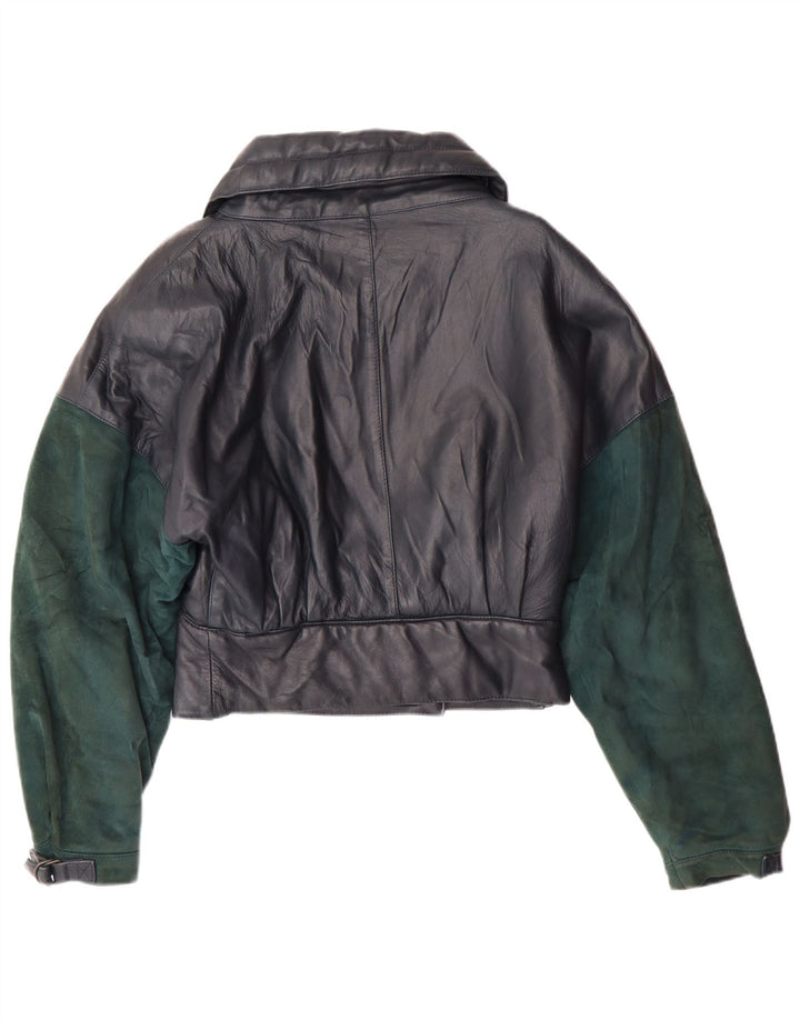 Damska kurtka skórzana VINTAGE Crop UK 6 XS granatowa