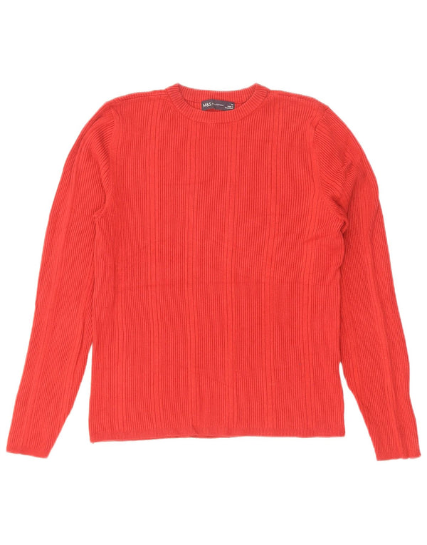 Sweter damski Marks & Spencer z okrągłym dekoltem, UK 14, średni czerwony wiskoza