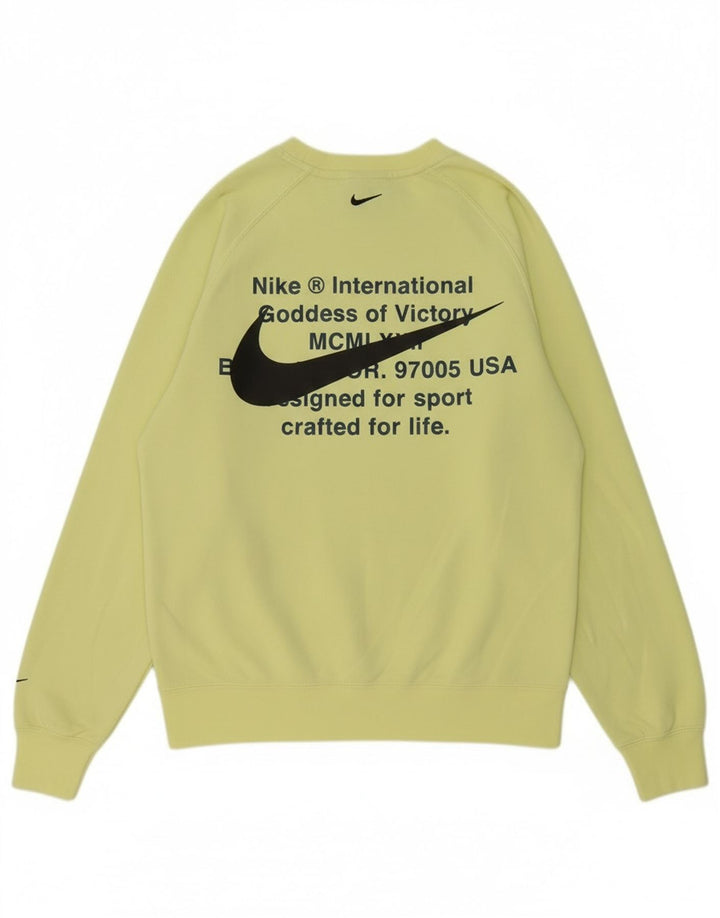 Męski sweter z grafiką Nike, mały, żółty, bawełniany