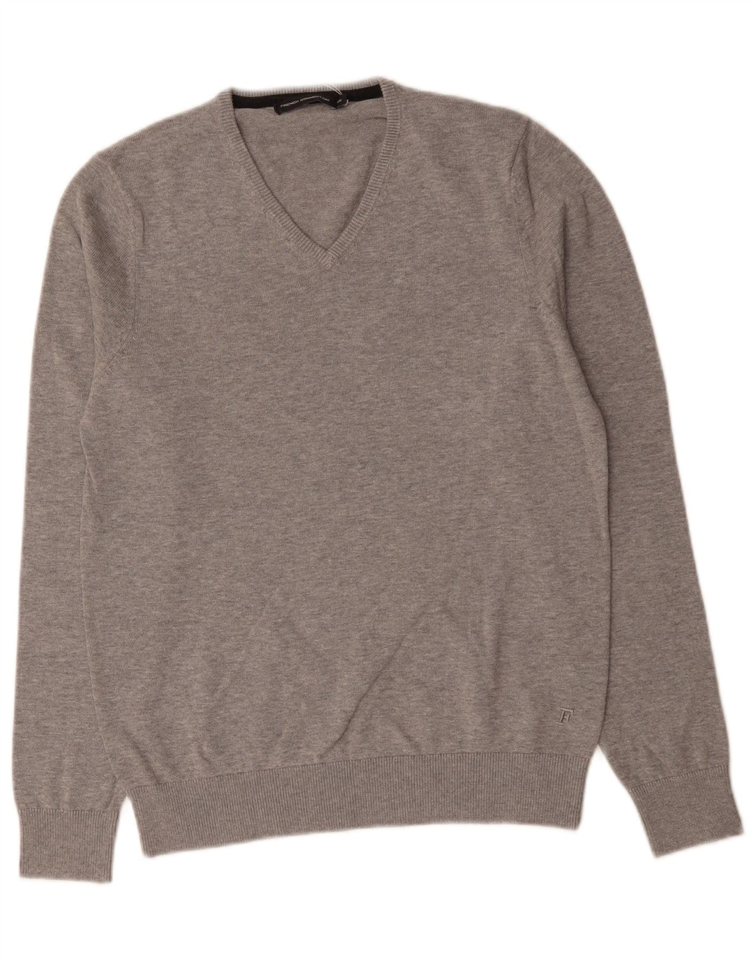Damski sweter z dekoltem w kształcie litery V French Connection IT 18 XL Szara bawełna