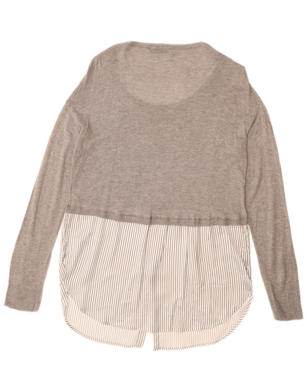 Damski sweter ZARA z długim rękawem i dekoltem w łódkę UK 14 Średni szary wiskoza