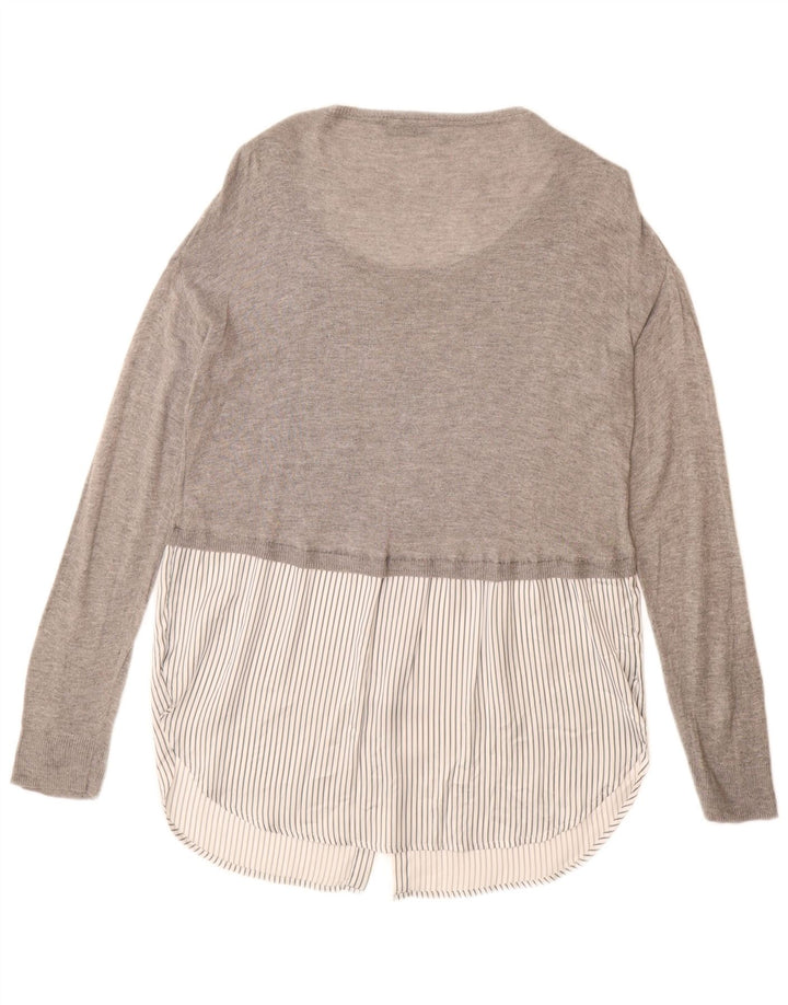 Damski sweter ZARA z długim rękawem i dekoltem w łódkę UK 14 Średni szary wiskoza