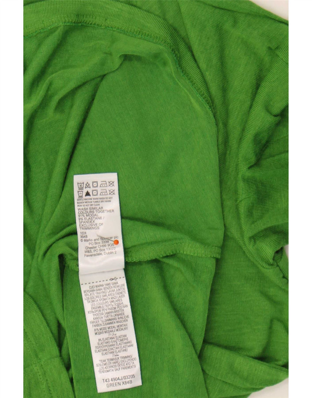 Marks & Spencer Damski top z długim rękawem UK 14, duży, zielony, nakrapiany modal