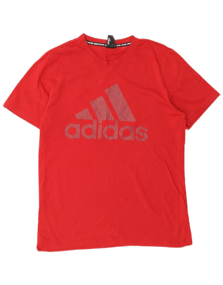 Męska koszulka z grafiką ADIDAS, bawełniana, średnia czerwona