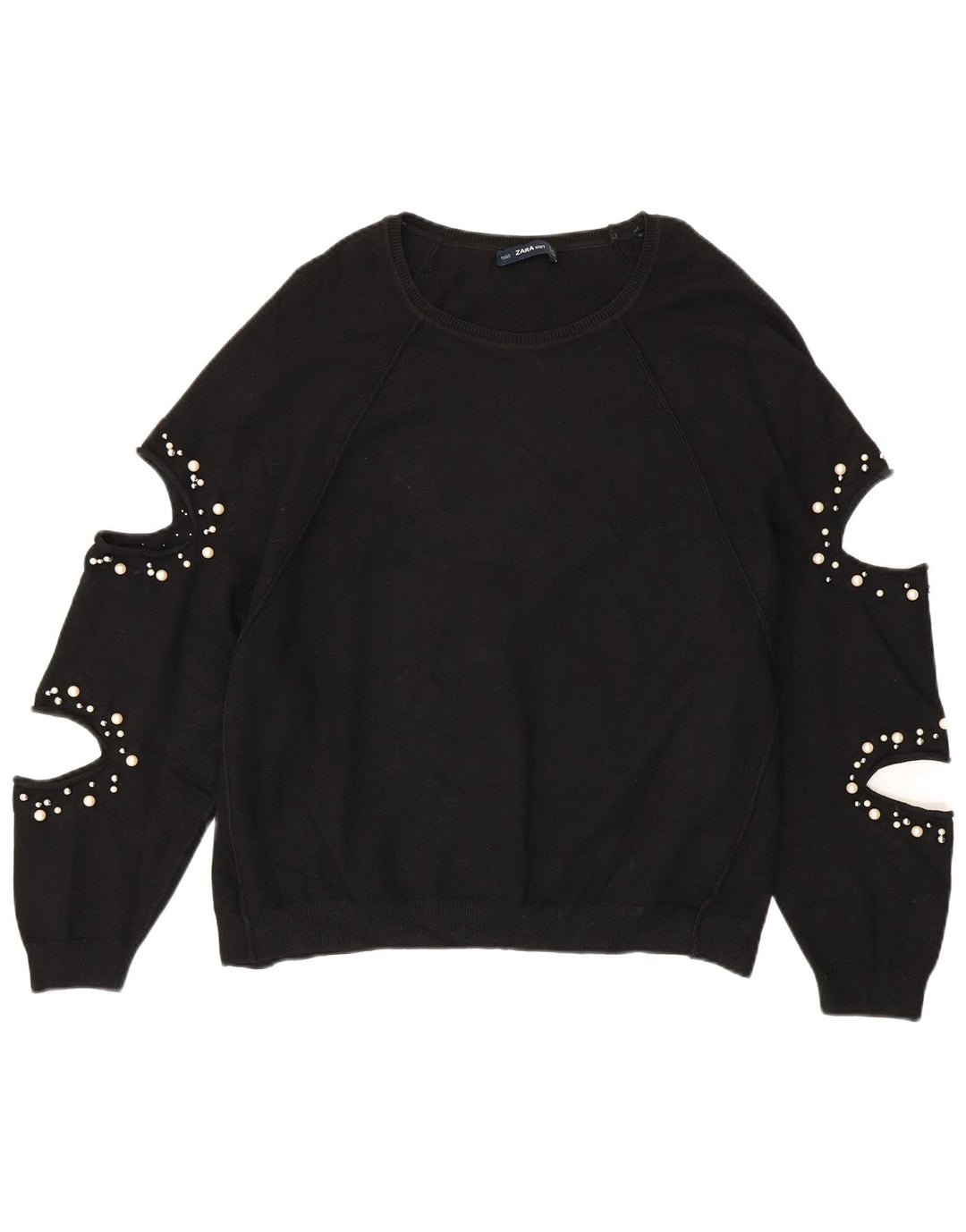 Damski sweter oversize z dekoltem w łódkę ZARA UK 14, średni czarny