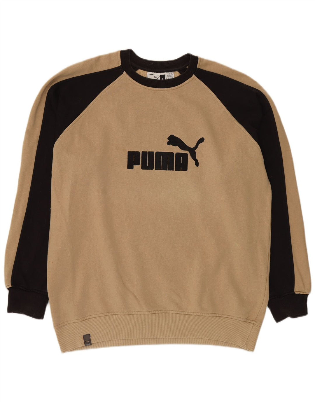 Męski sweter z grafiką PUMA, duży, beżowy blok kolorów