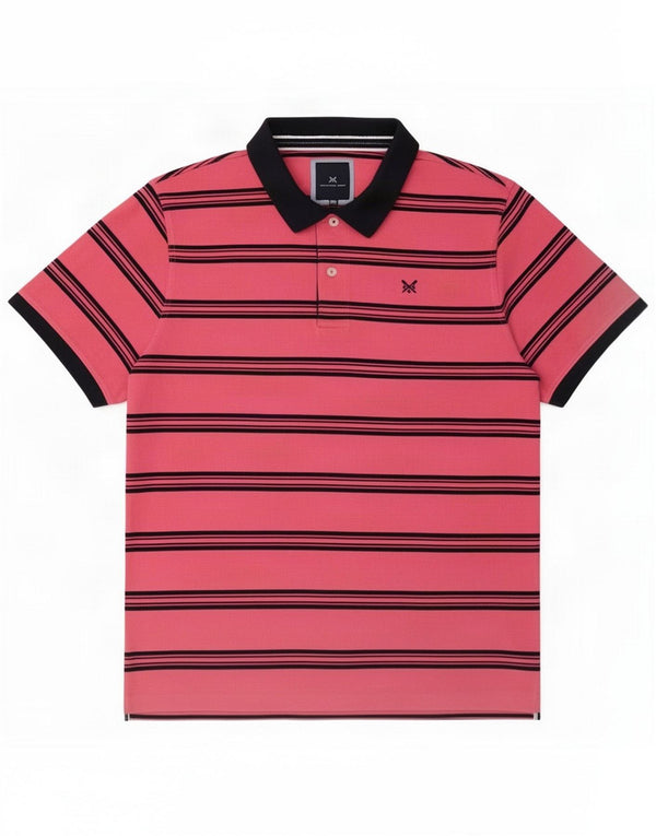 Crew Clothing Męska koszulka polo 2XL Różowa bawełniana w paski