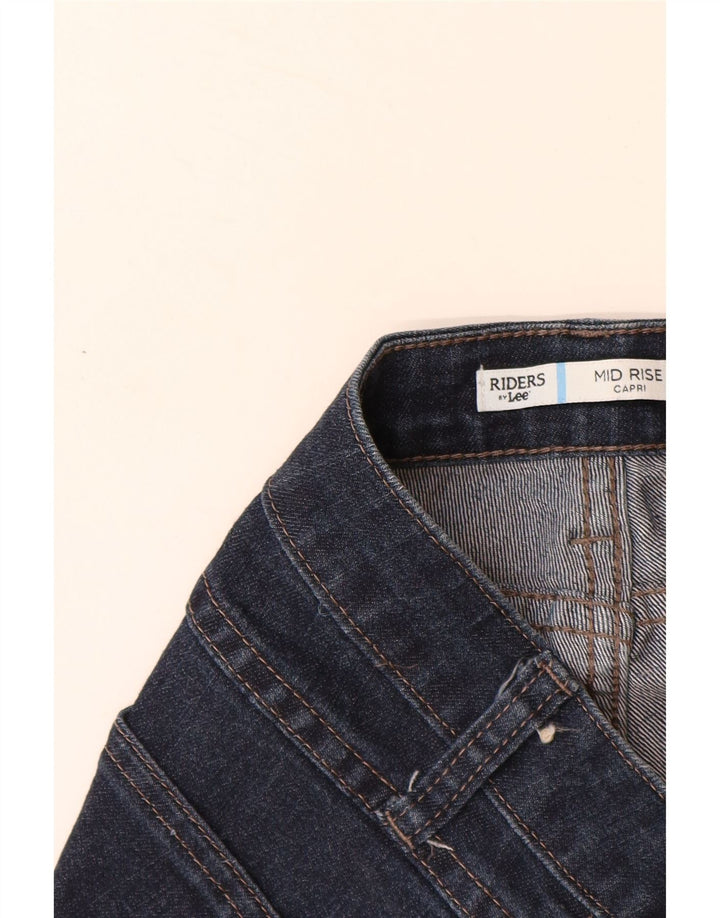 Damskie jeansy Capri LEE Riders Mid Rise US 14 Large W34 L19 Granatowe