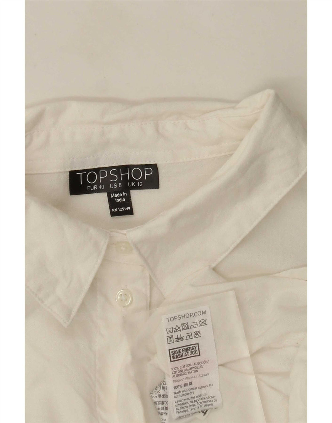 Damska bluzka koszulowa oversize Topshop z grafiką UK 12, średnia, biała w kwiaty