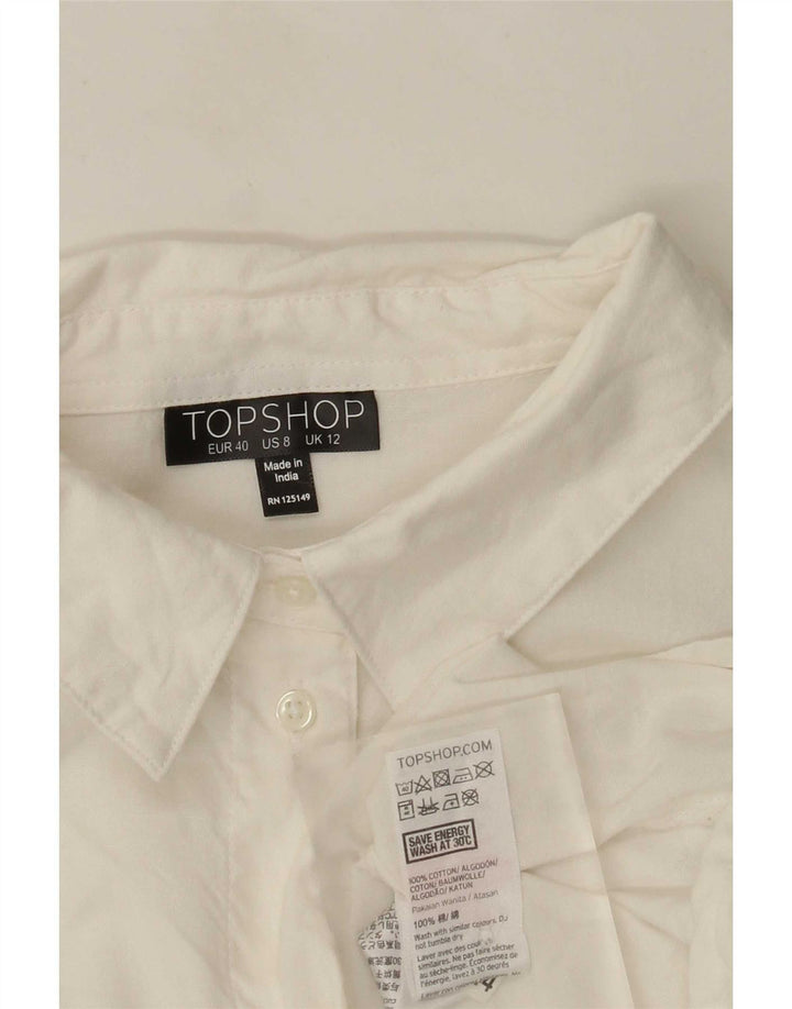 Damska bluzka koszulowa oversize Topshop z grafiką UK 12, średnia, biała w kwiaty