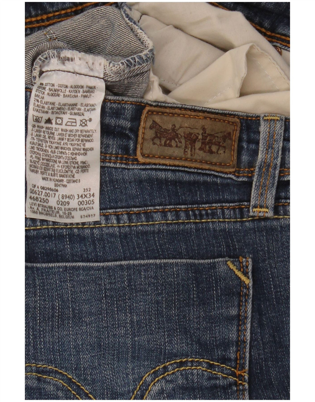 Damskie jeansy Levi's 627 Straight W34 L30 Niebieskie bawełniane