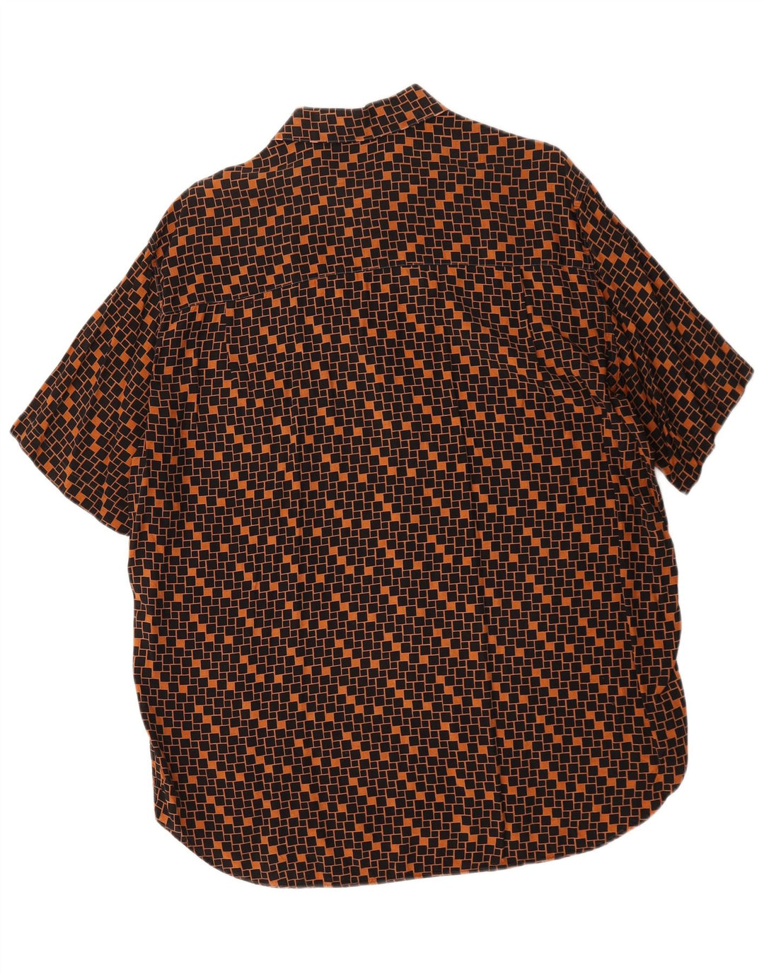 Koszula męska z krótkim rękawem w stylu vintage, duża, brązowa, geometryczna