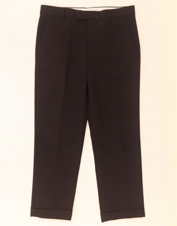 Zara Womens Straight Suit Trousers EU 40 Medium W30 L27 Black Cotton