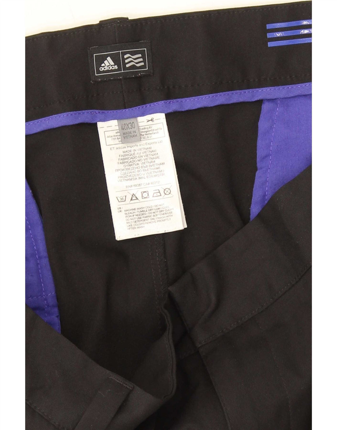 Męskie proste spodnie garniturowe Adidas W40 L30 Czarny poliester