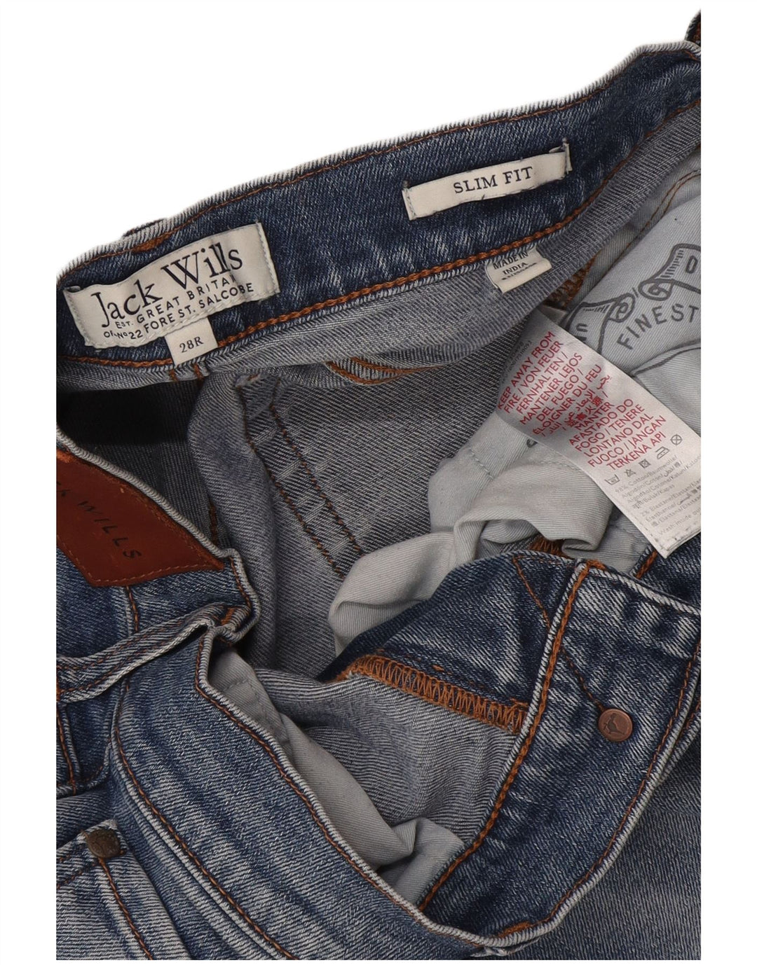 Jack Wills Męskie jeansy slim W28 L30 Niebieskie bawełniane
