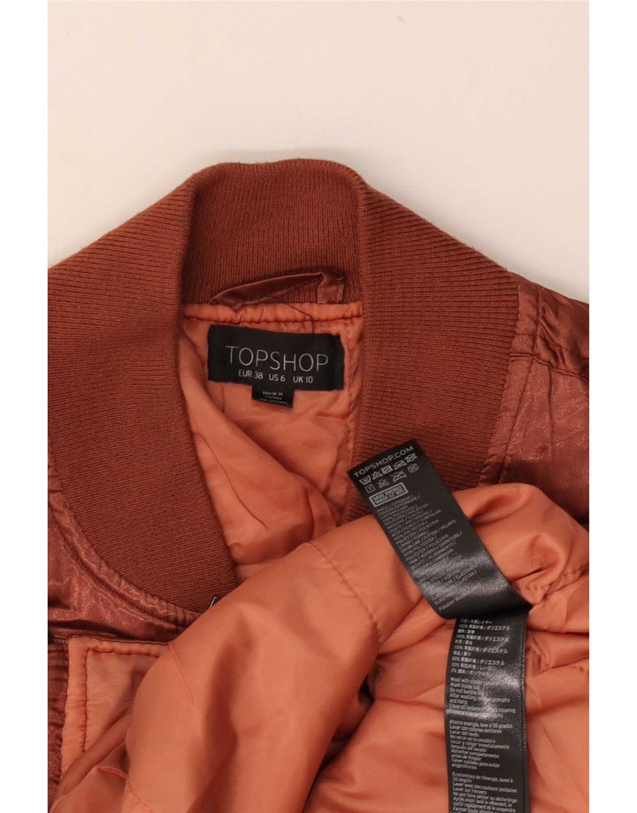 Damska kurtka bomberka oversize Topshop UK 10, mała, brązowa, poliester