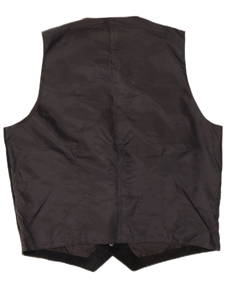 Zamszowa kamizelka męska w stylu vintage IT 54 XL, czarna skóra