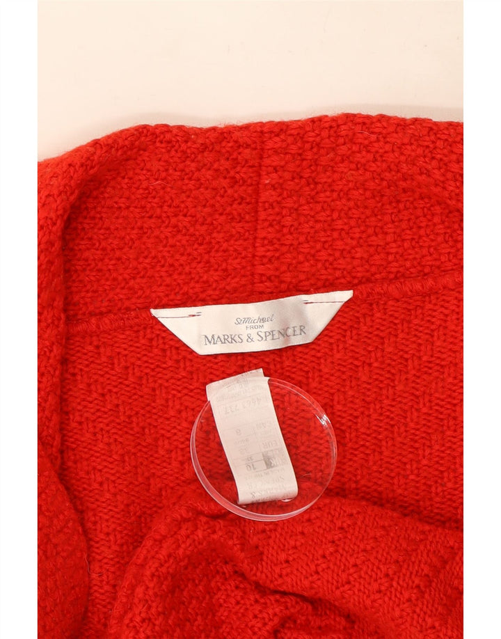 Marks & Spencer Damski sweter rozpinany, rozpinany, UK 10, mała, czerwona wełna