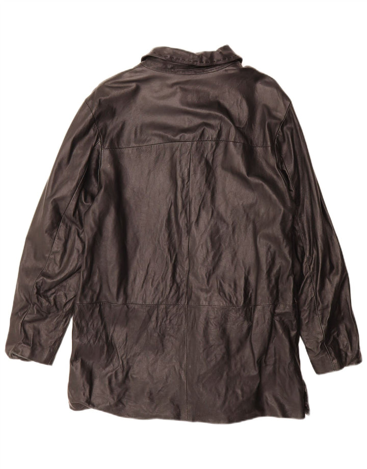 Vintage damski płaszcz skórzany IT 48 XL czarna skóra