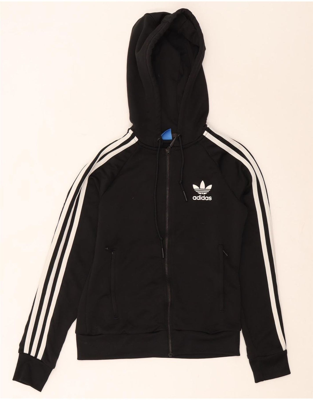 Damska bluza z kapturem i zamkiem błyskawicznym Adidas UK 8 Mały czarny poliester