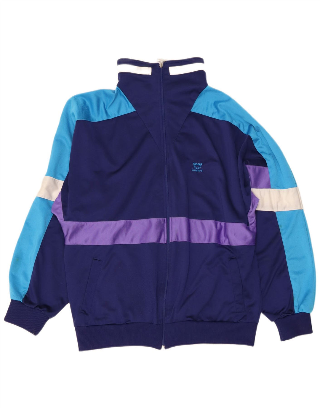 Pełny dres męski w panterkę, UK 46/48 XL, granatowy, poliester z blokami kolorów