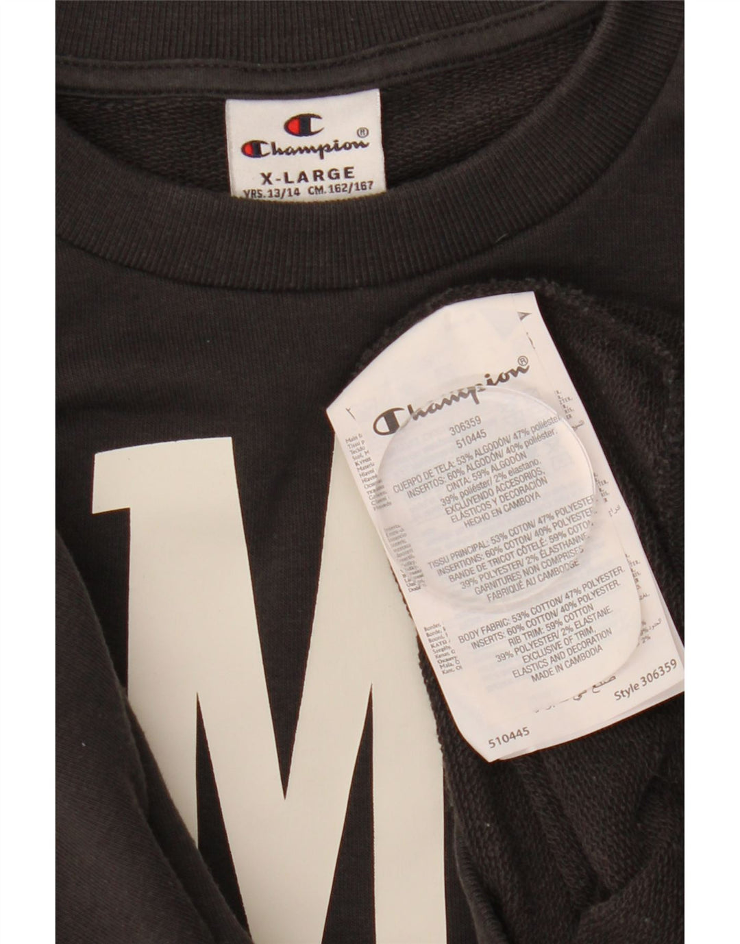 Chłopięcy sweter z grafiką Champion, 13-14 lat XL, czarny, bawełniany