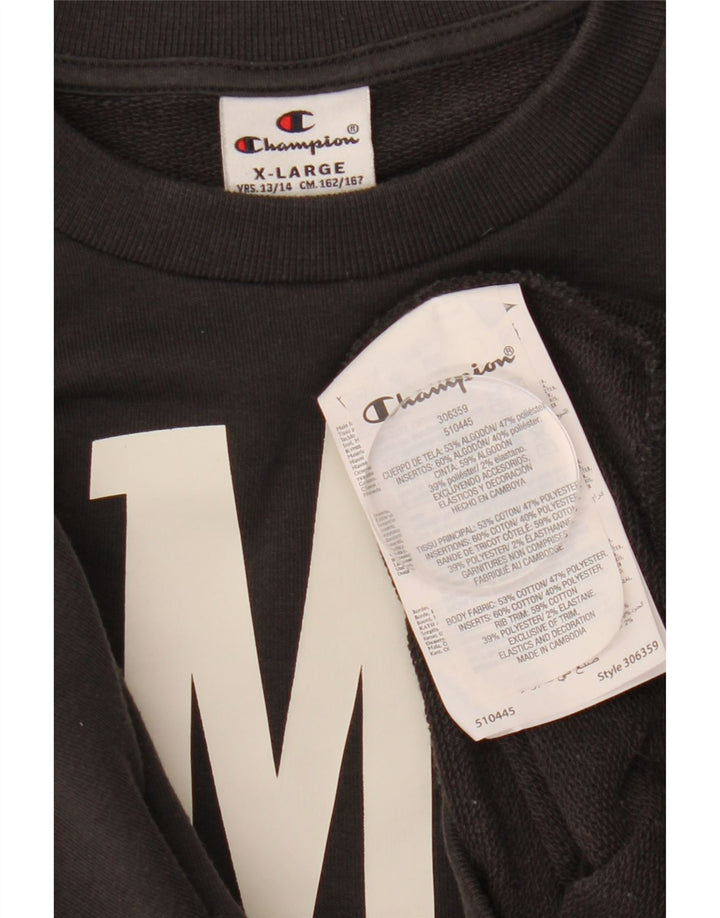 Chłopięcy sweter z grafiką Champion, 13-14 lat XL, czarny, bawełniany